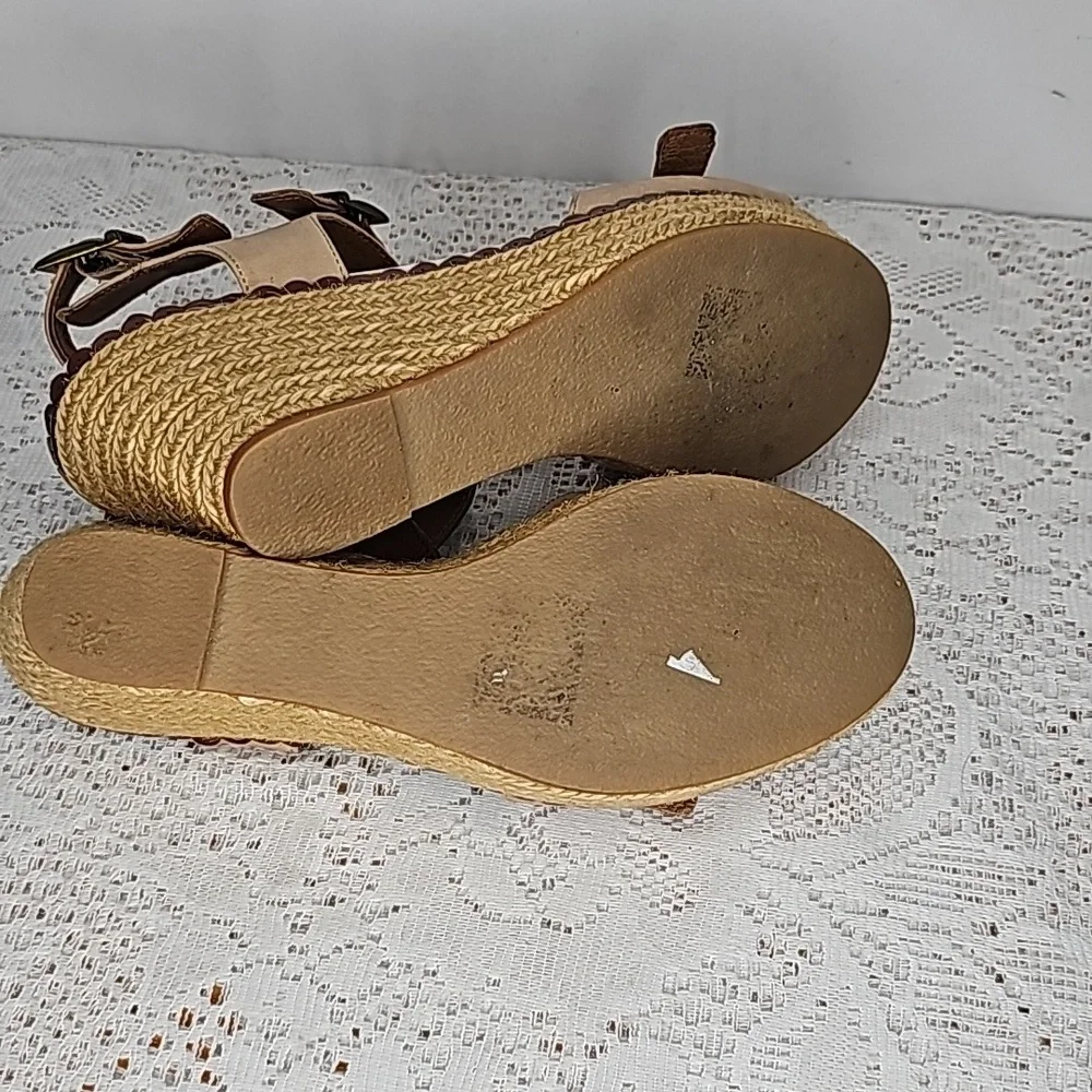 Eric Michael handmade in Spain leather ankle strap espadrille wedges sz 8 - Picture 10 of 10